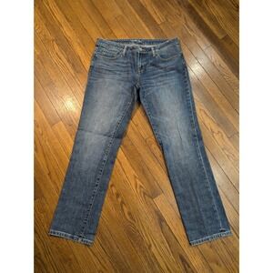 London Jean Womens Straight Leg Medium‎ Wash Stretch Denim Blue Jeans Size 6